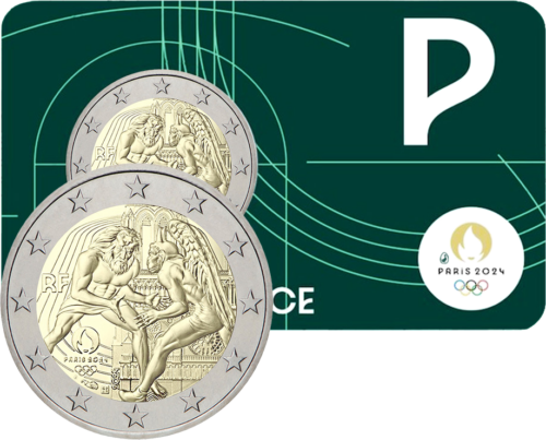 2024 Франция Париж Олимпийски игри 2 евро BU монета (4)