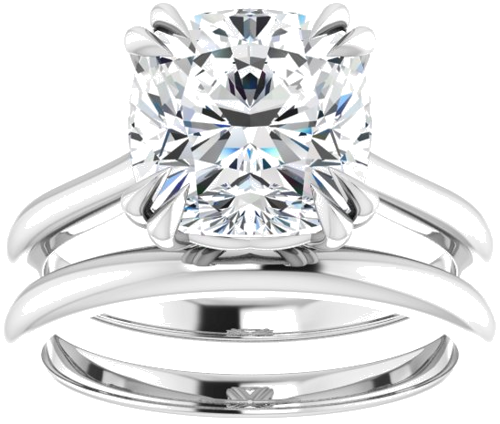 14K White 9 mm Cushion Solitaire Engagement Ring Mounting (8)