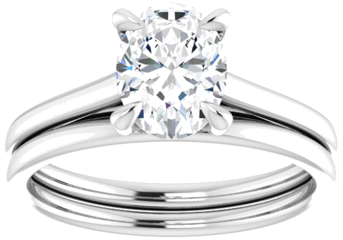 14K White  8x6 mm Oval Solitaire Engagement Ring Mounting (8)