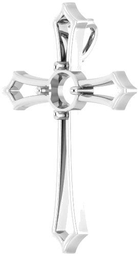 Pakabukas „Cross“ 585 Baltojo Aukso Round 5.2mm (2)