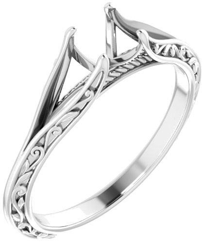 14K White 5.2 mm Round Engagement Ring Mounting (1)