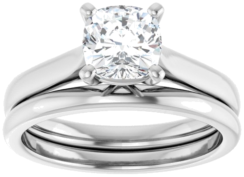 14K White 6 mm Cushion Engagement Ring Mounting (8)