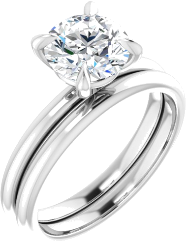 14K White  7.4 mm Round Solitaire Engagement Ring Mounting (6)