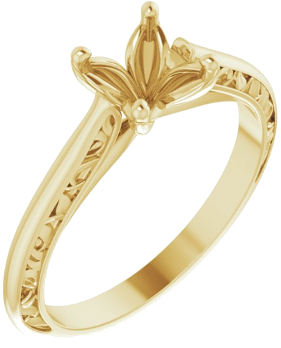 14K Yellow 6.5 mm Round Solitaire Engagement Ring Mounting (1)