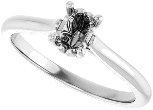 14K White 6x4 mm Oval Solitaire Engagement Ring Mounting (5)