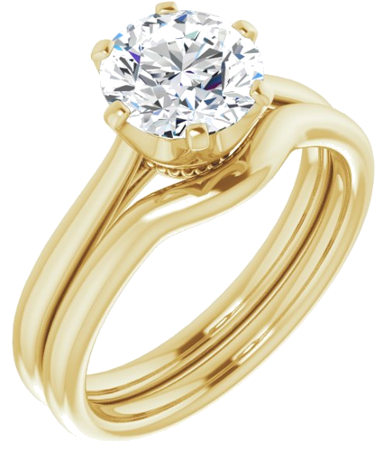 Sužadėtuvių Žiedas „Solitaire“ 585 Geltonojo Aukso Round 7.4mm (6)