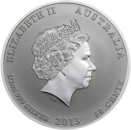 1/2 oz Čūskas gads 2013 (Lunar II) Austrālijas sudraba monēta (2)