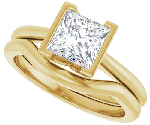 14K Yellow 6x6 mm Square Solitaire Engagement Ring Mounting (9)