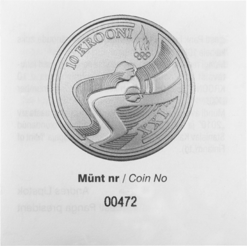2010 Эстония XXI Зимние Олимпийские игры 10 крон серебряная монета (4)