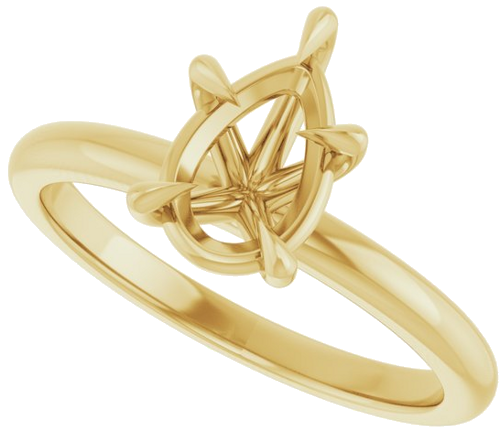 14K Yellow 9x6 mm Pear Solitaire Engagement Ring Mounting (5)