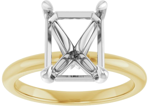 Sužadėtuvių Žiedas 585 Baltojo Ir Geltonojo Aukso Emerald 10mm x 8mm (3)