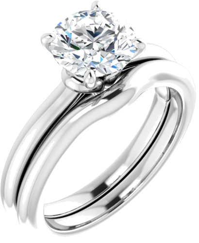 14K White  7.4 mm Round Solitaire Engagement Ring Mounting (6)