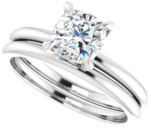 14K White  6x6 mm Cushion Solitaire Engagement Ring Mounting (10)