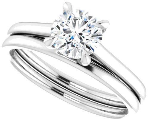Sužadėtuvių Žiedas „Solitaire“ 585 Baltojo Aukso Round 6mm (10)