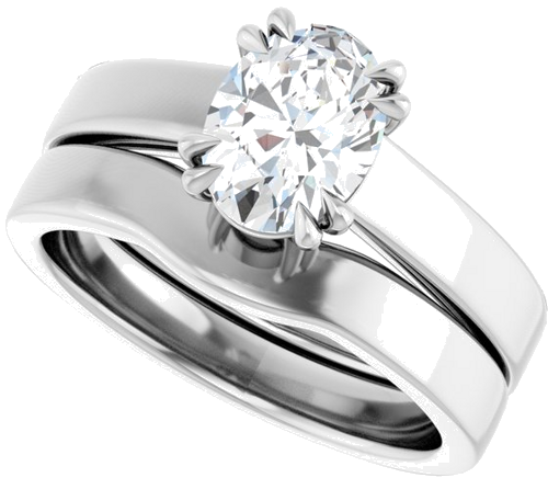 Sužadėtuvių Žiedas „Solitaire“ 585 Baltojo Aukso Oval 8mm x 6mm (10)