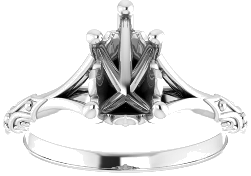 Sužadėtuvių Žiedas „Solitaire Split Shank“ 585 Baltojo Aukso Pear Shape 9mm x 6mm (3)