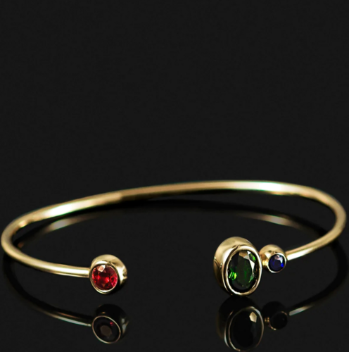 Gold bracelet with ruby, sapphire, and chrome diopside CANDIES (3)