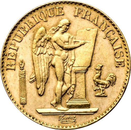 20 frankų Angelas (Genius) 1871-1898 Prancūzijos imperija auksinė moneta (1)