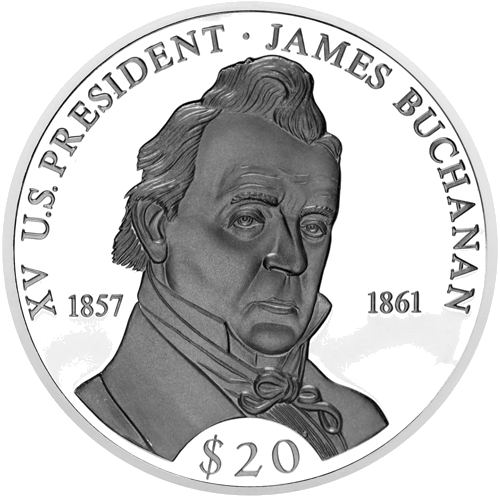 20 Dollars USA President J. Buchanan Liberia Silver Coin (1)