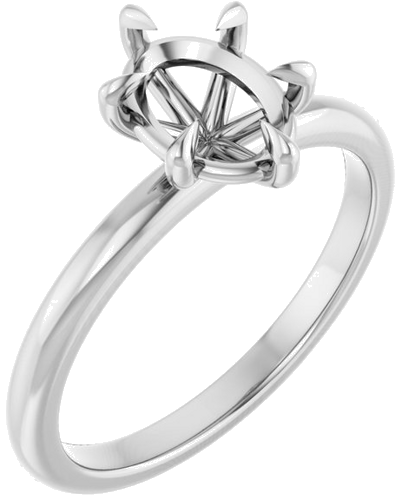 14K White 8x6 mm Oval Solitaire Engagement Ring Mounting (1)