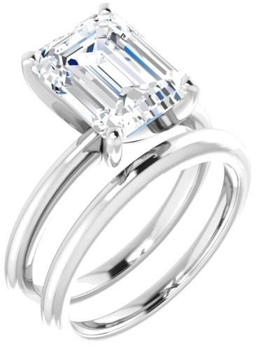 Platinum  10x8 mm Emerald Solitaire Engagement Ring Mounting (6)