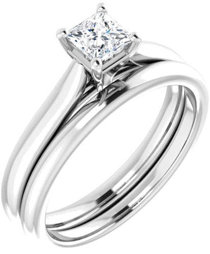 Sužadėtuvių Žiedas „Solitaire“ 585 Baltojo Aukso Square 4mm (6)