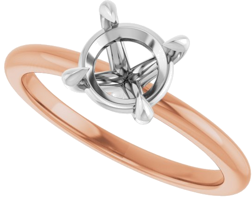 14K Rose White 7 mm Round Solitaire Engagement Ring Mounting (5)