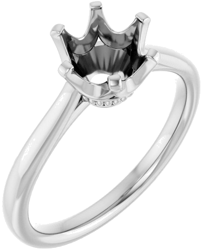 14K White 7.4 mm Round Engagement Ring Mounting (1)