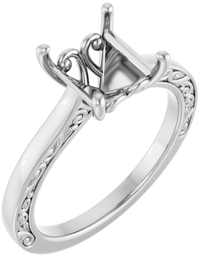 Sužadėtuvių Žiedas „Solitaire“ 14k white gold Square 6.5mm (1)