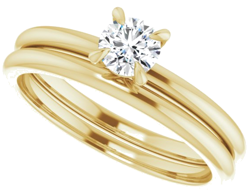 14K Yellow  4.4 mm Round Solitaire Engagement Ring Mounting (10)