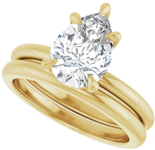 Sužadėtuvių Žiedas 750 Geltonojo Aukso Pear Shape 10mm x 7mm (10)