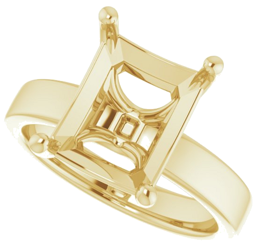 14K Yellow 11x9 mm Emerald Solitaire Engagement Ring Mounting (5)