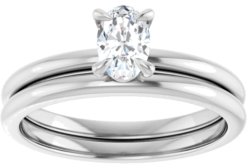 14K White  6x4 mm Oval Solitaire Engagement Ring Mounting (8)