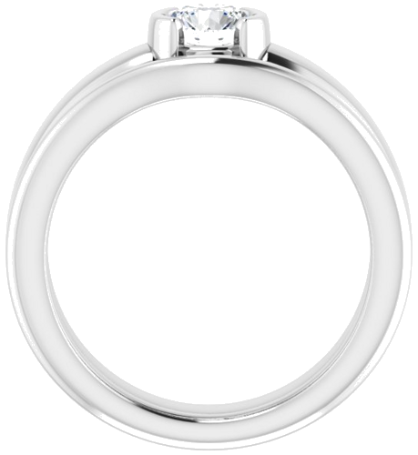 14K White 5.2 mm Round Half Bezel Solitaire Engagement Ring Mounting (7)