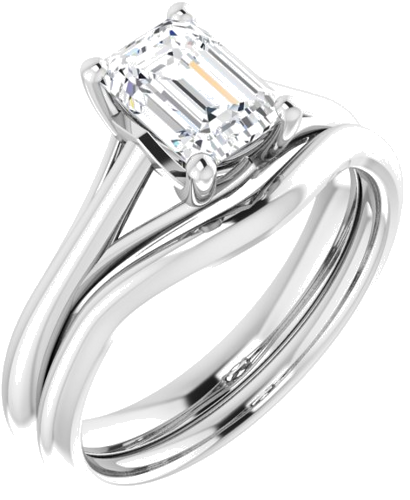 Sužadėtuvių Žiedas „Solitaire“ 585 Baltojo Aukso Emerald 7mm x 5mm (6)