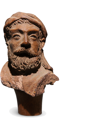 Древногръцка теракотена скулптура на глава, елинистически период, III–I в. пр.н.е. (3)