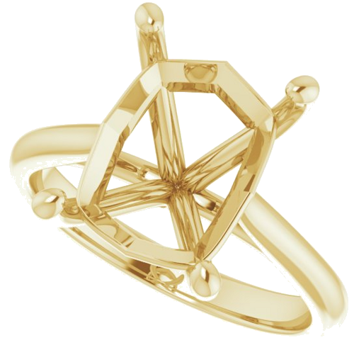 14K Yellow 11x9 mm Emerald Solitaire Engagement Ring Mounting (5)