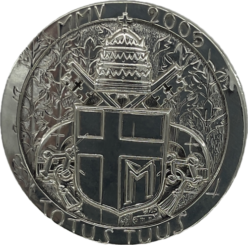 2005 Vatikanas Jonas Paulius II Proof Euro monetų rinkinys su sidabriniu medaliu (3)