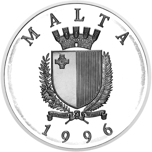 5 лири Олимпийски игри 1996 Малта сребърна монета (2)