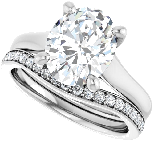 Sužadėtuvių Žiedas „Solitaire“ 585 Baltojo Aukso Oval 10mm x 8mm (10)