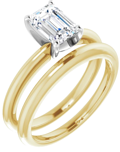 Sužadėtuvių Žiedas „Solitaire“ 585 Baltojo Ir Geltonojo Aukso Emerald 7mm x 5mm (6)