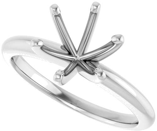 14K White 8 mm Round 6-Prong Solitaire Ring Mounting (5)