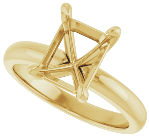 14K Yellow 9x7 mm Emerald Solitaire Engagement Ring Mounting (5)