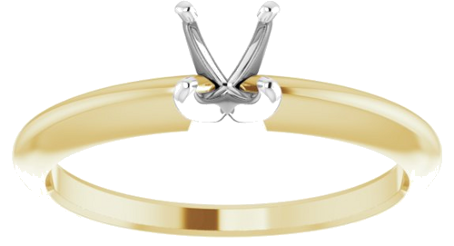 Sužadėtuvių Žiedas „Solitaire“ 585 Baltojo Ir Geltonojo Aukso Round 4.2mm x 4.9mm (3)