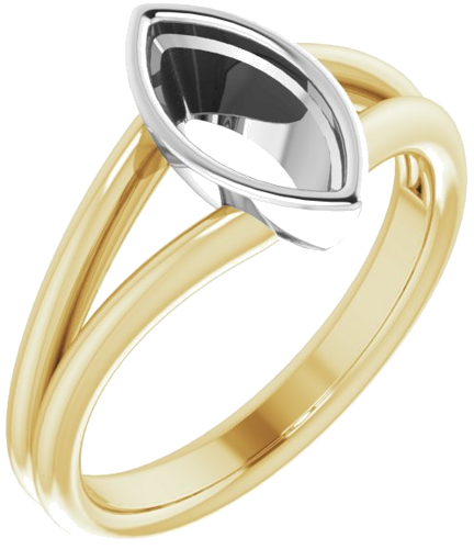 Sužadėtuvių Žiedas „Bezel-Set Solitaire“ 585 Baltojo Ir Geltonojo Aukso Marquise 10mm x 5mm (1)