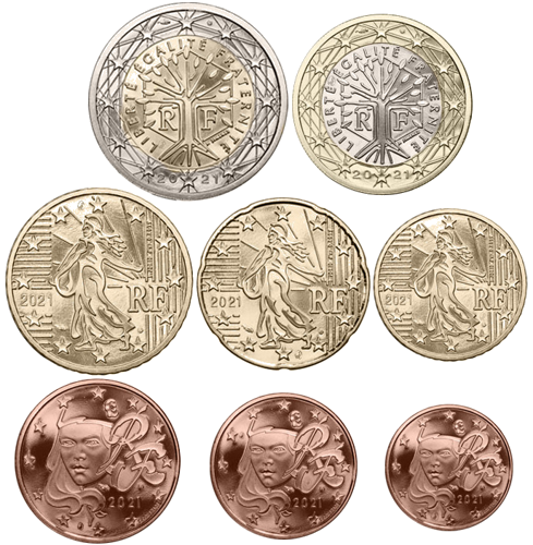 2021 Prancūzija Euro monetų BU rinkinys (2)
