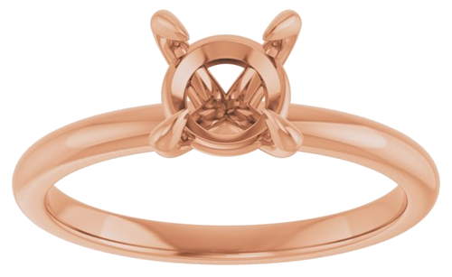 10K Rose  6.5 mm Round Solitaire Engagement Ring Mounting (3)