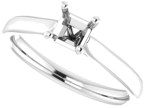 14K White 4 mm Square Engagement Ring Mounting (5)