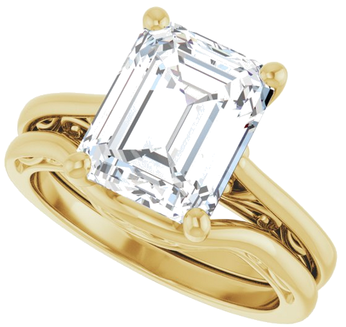 Sužadėtuvių Žiedas „Solitaire“ 585 Geltonojo Aukso Emerald 10mm x 8mm (10)