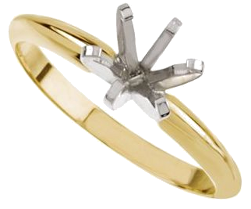 14K Yellow   White 5.7-6 mm Round Pre-Notched 6-Prong Solitaire Ring Mounting (5)
